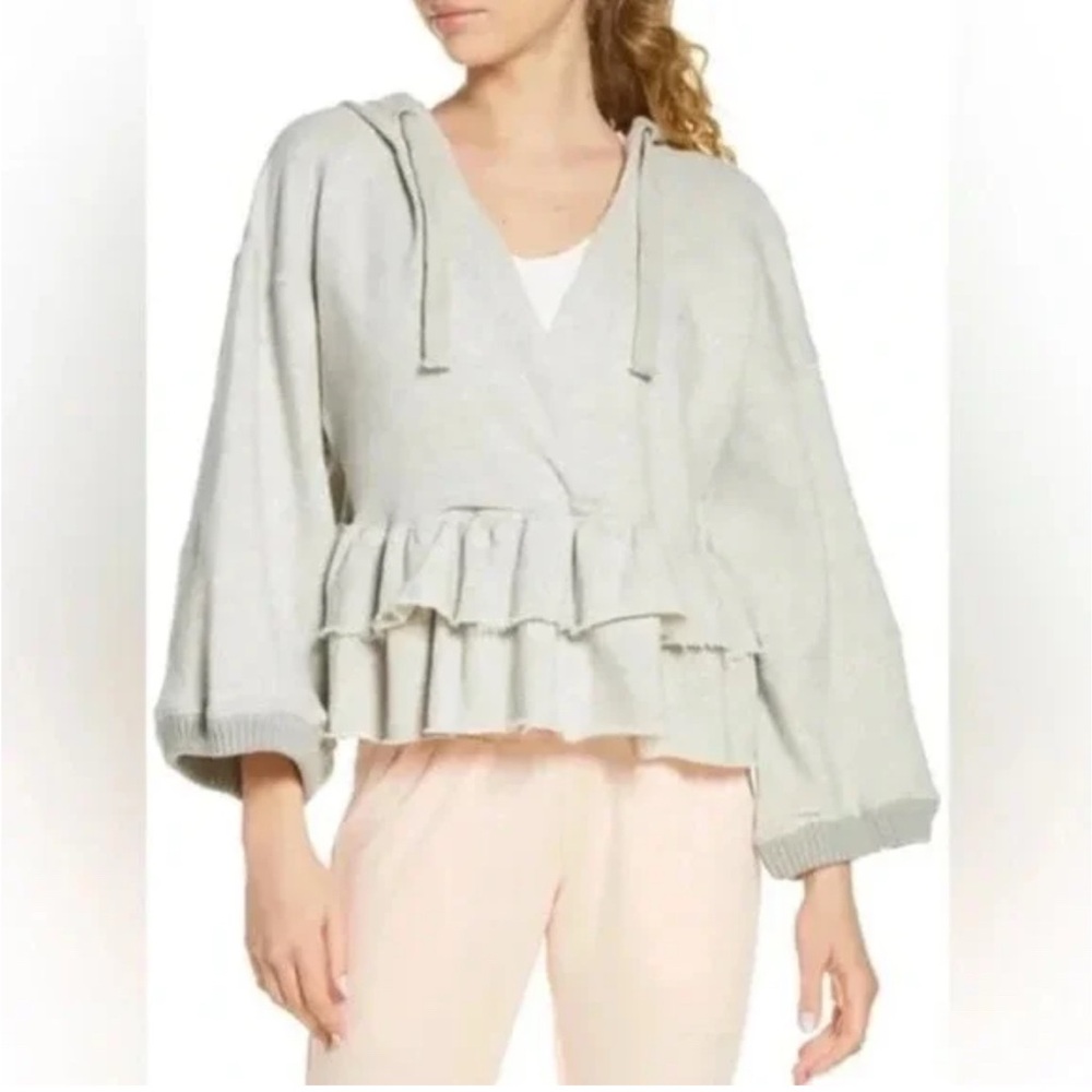 FP Movement Free People Ruffle Gray Hoodie